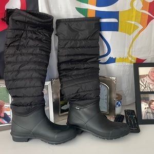 Puffy coat rain boots